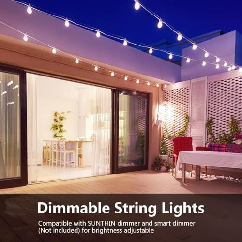 SUNTHIN White String Lights, 48ft White Outdoor Lights with 16 1W Shatterproof LED Bulbs for Patio, Garden, Backyard, Porch, Cafe, Deck, Wedding, Party - Image 5