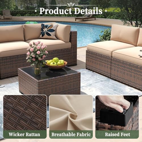 Aoxun 14 Piece Patio Furniture Set Wicker Rattan Patio Conversation Set - Image 4