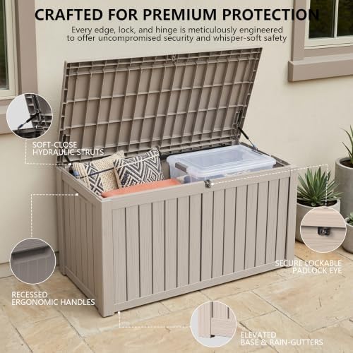 Outdoor Storage Box,180 Gallon Waterproof Deck Box [Upgraded 3.0] - Image 3