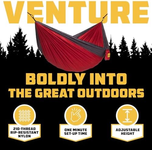 Wise Owl Outfitters Hammock for Camping Double Hammocks Gear for The Outdoors Backpacking Survival or Travel - Portable Lightweight Parachute Nylon DO Red & Charcoal - Image 3