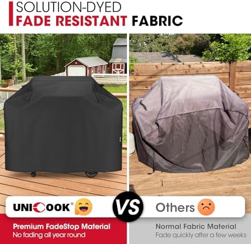 Unicook Grill Cover for Outdoor Grill Heavy Duty Waterproof, 55 Inch, Black - Image 3