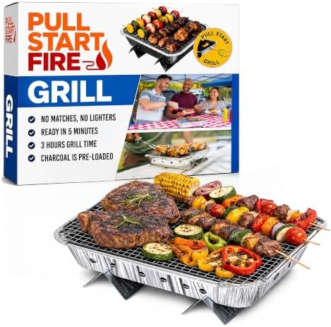 Pull Start Fire Grill, Natural Hardwood Charcoal, Portable 3hr Burn, 1 Pack by PullStartFire