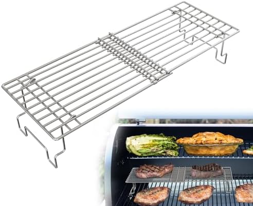 Universal Griddle Warming Rack for Pit Boss Traeger Wood Pellet Smoker Grill, Adjustable Warming Rack for Weber Blackstone and More Tabletop Flat Rack by GLOWYE