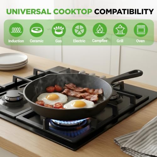NutriChef 3 Pieces Pre-Seasoned Cast Iron Skillets - Image 2