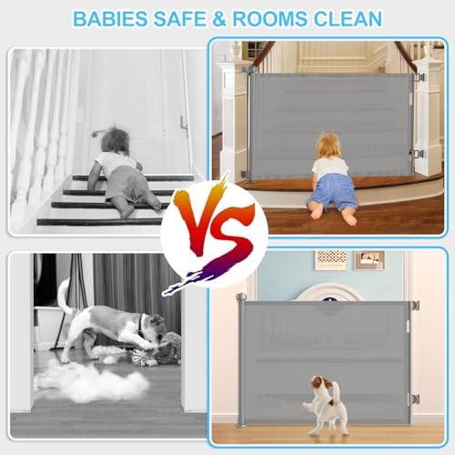 EZIGO 71 Inch Retractable Baby Gates, 41 Inch Extra Tall Retractable Gate - Image 4