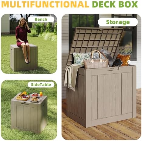 ROJIK 40 Gallon Resin Deck Box, Lockable Waterproof Weatherproof Outdoor Storage Container for Garden Tools, Cushions & Outdoor Accessories（Grey - Image 5