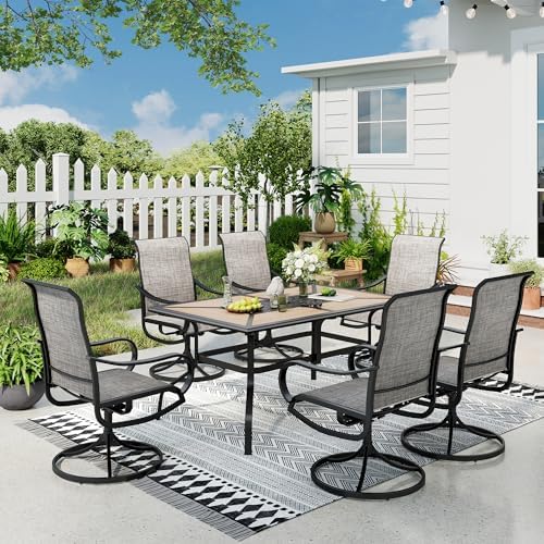 Sophia & William Outdoor Dining Set for 6 w/Wood-Look Table & Brown Chairs by SophiaWilliam
