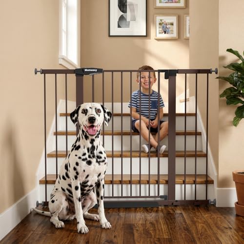 Mumeasy 29.7-48" Baby Gate for Stairs, Pressure Mounted Dog Gate for Doorways, Extra Wide Walk Thru Safety Pet Gate for Doors with Auto Close, Easy Install Child Gate for Hallway Indoor House, Brown by Mumeasy-FocusonBabyPetSafetyGate