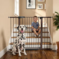 Mumeasy 29.7-48" Baby Gate for Stairs, Pressure Mounted Dog Gate for Doorways, Extra Wide Walk Thru Safety Pet Gate for Doors with Auto Close, Easy Install Child Gate for Hallway Indoor House, Brown by Mumeasy-FocusonBabyPetSafetyGate