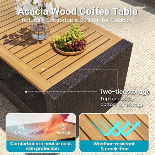 FansaFurn 4 Piece All Weather Wicker Patio Furniture Set for Porch Patio - Image 4
