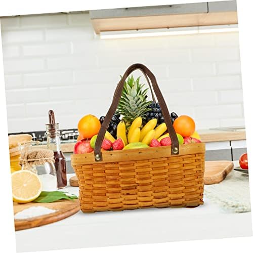 Yardwe 2pcs Outdoor Woven Picnic Basket Sturdy Handle Capacity Fruit Vegetable Storage for Picnics Parties and Home Organization Rustic Design for Easy Carrying - Image 6