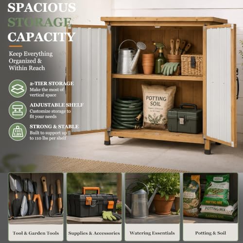 Gowoodhut Outdoor Storage Cabinet Garden Shed Box for Tools Pool Accessorie - Image 5