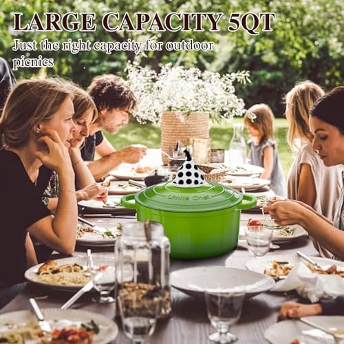 Umite Chef 5QT Enameled Cast Iron Dutch Oven Pot with Lid, Heavy-Duty, Cookware for Bread Baking, Braising, Stews, Roasting, Wedding Registry Ideas & Gifts(Green) - Image 6