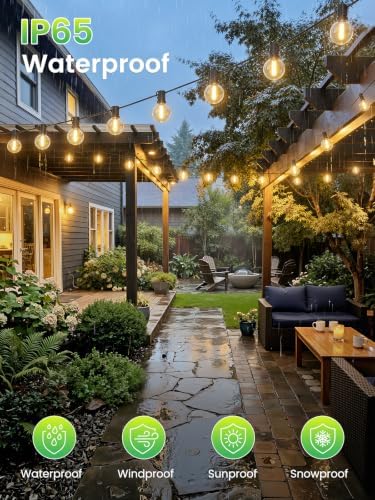 LACHON Outdoor String Lights Waterproof 50 FT with 25 G40 IP65 Bulbs - Image 2