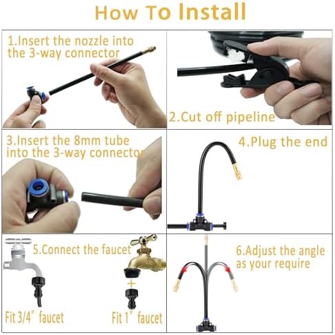 360°Bendable Automatic Irrigation System, 50Ft Adjustable Garden Watering Misting System for Outdoor Cooling System, Trampoline, Greenhouse, Lawn, Plant, Water Mister Nozzles Thread Sprayer 0.043" - Image 6
