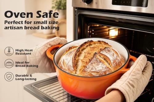 Leonyo 2-Quart Small Enameled Cast Iron Dutch Oven Pot with Lid, Orange - Image 6