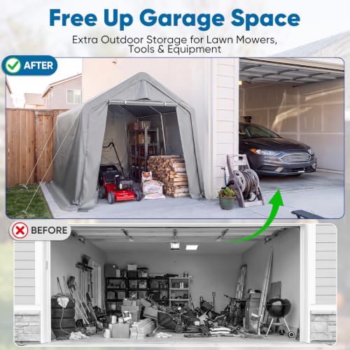 Quictent 10x12FT Storage Shelter Portable Shed with Roll-Up Door&Vents - Image 5