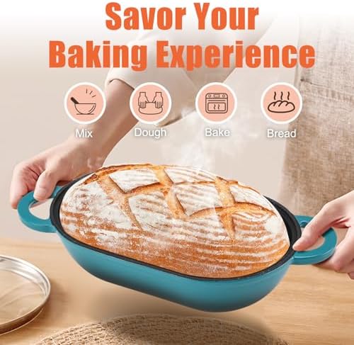 5 QT Enameled Cast Iron Sourdough Bread Oven, Loaf Pan with Lid - Image 5