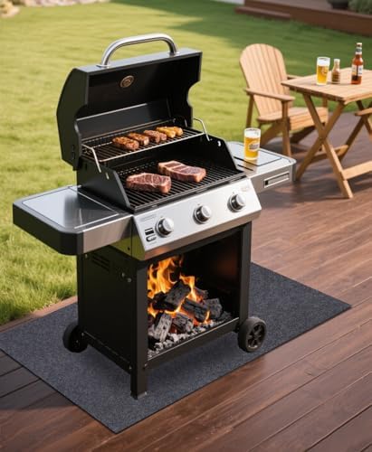 Gas Grill Mat，36" x 60" Premium BBQ Mat—Protects Decks and Patios from Grease Splashes,Soft Absorbent Material-Contains Grill Splatter，Anti-Slip and Waterproof Backing，Washable - Image 2