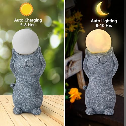 Solar Garden Decor Cat Moon Outdoor Statue and Figurine Lights - Image 3