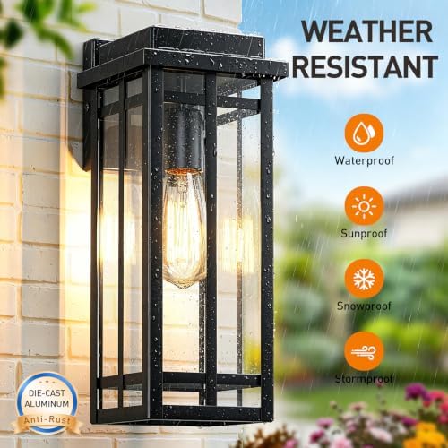 13.8'' Outdoor Wall Light Fixtures 2 Packs, Black Porch Lights - Image 5