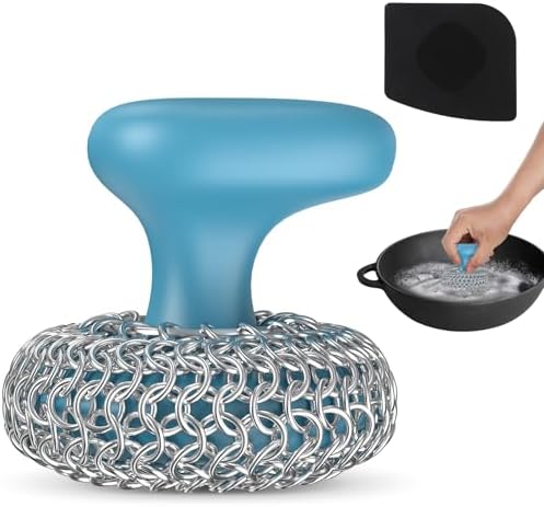 Cast Iron Scrubber Dish Scrub Brush 316 Chainmail Scrubber for Cast Iron by Purgreat