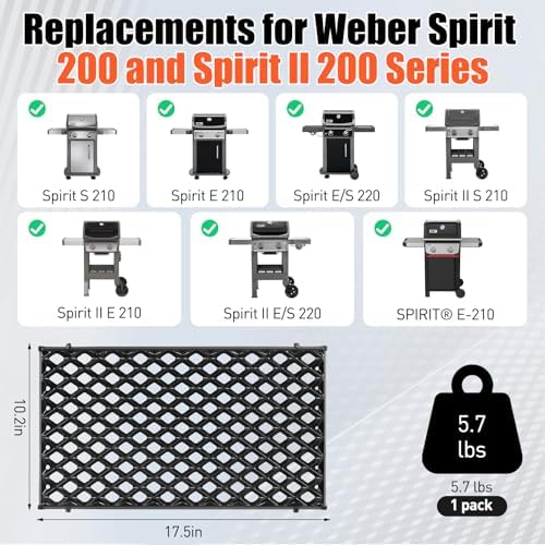 17.5" Dual Sided Diamond Sear Grill Grates for Weber Spirit 200 Series - Image 2