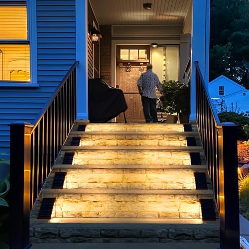 JOFIOS Solar Step Lights for Outside,16pack Solar Stair Lights Outdoor Waterproof IP67,Outdoor Deck Step Lights,Solar Outdoor Lights for Staircase,Patio,Front Step(Warm Brown)… - Image 5