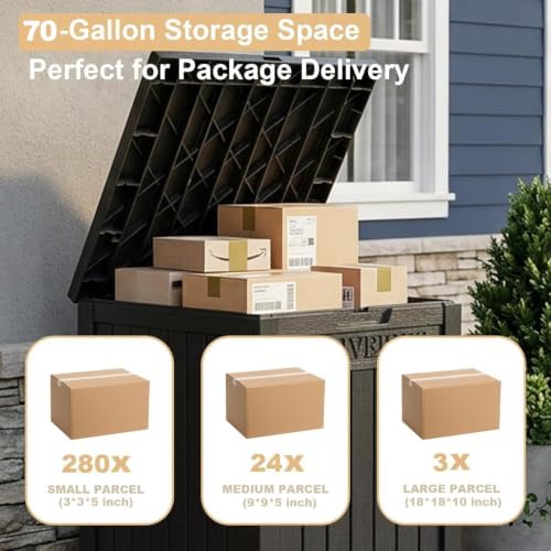 PatioZen Package Delivery Box, Waterproof Outdoor Container Lockable, Black - Image 5