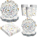 100Pcs Wildflower Party Supplies Floral Wedding Birthday Decoration Include Wildflower Scalloped Paper Plates Napkins and Cups for Picnic Wedding Baby Shower Tea Party Decor Serve 25 (Scalloped) by GOGUOGOFA