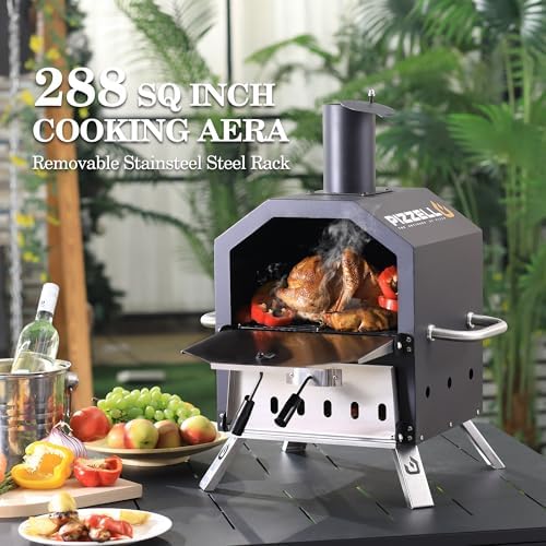 PIZZELLO 26"H Outdoor Wood Fired Pizza Oven, 2-Layer Pizza Maker - Image 4