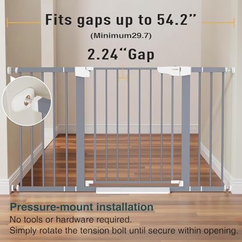 Cumbor 29.7-54.2" Wide Baby Gate, Auto-Close Dog Gate Indoor Gray - Image 2