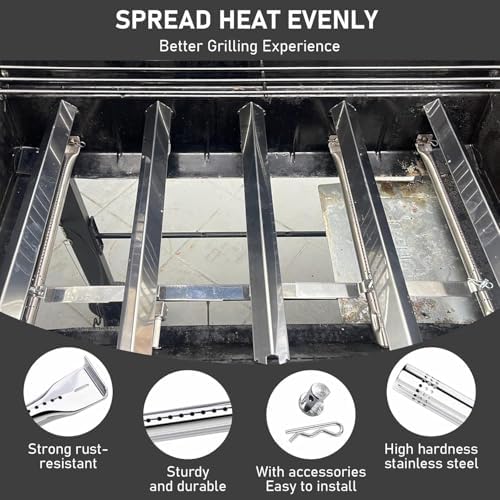 Uniflasy Grill Parts for Charbroil Performance 5 Burner 463448021 463449021 463451022 Cast Iron Grill Grates Stainless Steel Burners, Heat Plates, Igniter & Crossover Tubes - Image 6