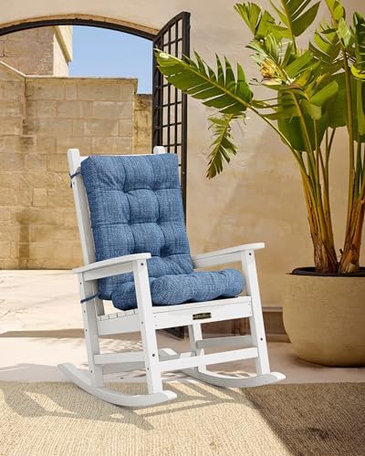 SERWALL HDPE Outdoor Rocking Cushion Set of 2, Navy - Image 2