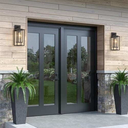 18" Double Cage Outdoor Wall Light, 2Pack Exterior Lantern Sconce - Image 4