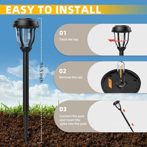 DERAYSION Solar Lights Outdoor, LED Solar Pathway Lights Garden Lights - Image 4