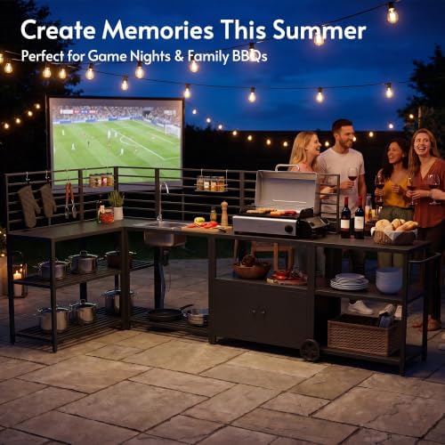 Modular Outdoor Kitchen Island with Sink, 5Pcs Prefab Outdoor Cabinets Kit - Image 7