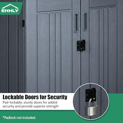 EHHLY Heavy Duty Small Storage Cabinet Outdoor Weatherproof, 14 Cuft Garage Storage Cabinet with 2 Adjustable Shelves, Lockable Kitchen Pantry Closer Organizer, 31Wx23Lx34H, Sage Grey - Image 3