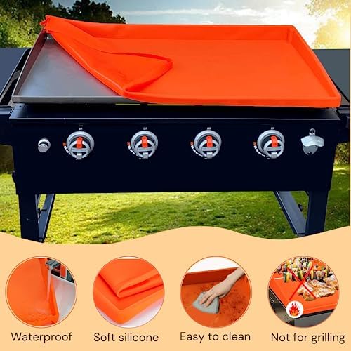 22 Inch Griddle Cover Mat for Blackstone Griddle, Full Wrap-Around Protection Griddle Accessories, Food Grade Silicone Grill Mat, Orange - Image 4