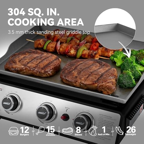 Royal Gourmet PD1301S Portable 3-Burner Tabletop Gas Griddle - Image 6