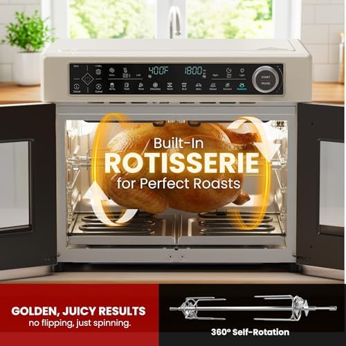 Magic Mill Ultra-Premium Dual-Zone Stainless Steel Air Fryer Toaster Oven Combo, Extra Large 32QT French Door Convection Oven with Next-Gen Patent Technology, 13 Accessories, Rotisserie, Sync Finish - Image 7