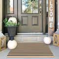 IOHOUZE 2x3 Striped Outdoor Door Mat, Washable Porch Rug, Tan Black by iOhouze