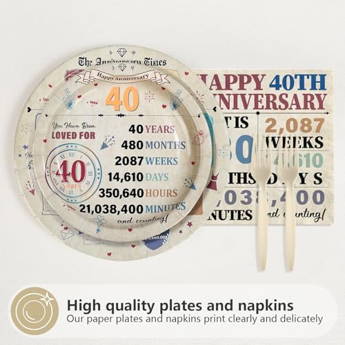 96Pcs Happy 40th Anniversary Party Decorations, Serve 24 - Image 3