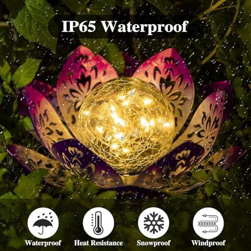 Huaxu Solar Garden Lights Outdoor Decorative - Bright Lotus Flower Table Lamp, Waterproof Solar Lights for Patio Pathway Yard Balcony Outside Decor - Image 5