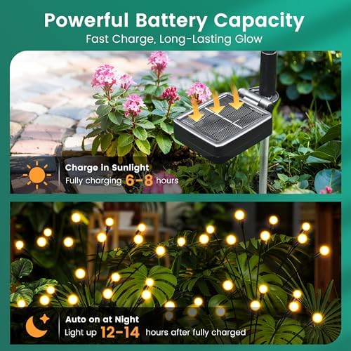 Solar Garden Lights, 8Pack 80LED Swaying Solar Lights Outdoor - Image 5