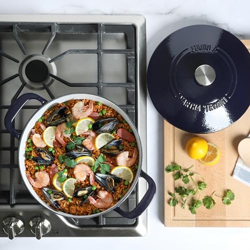Martha Stewart Gatwick 7 QT Enamel Cast Iron Dutch Oven – Navy Blue, Heavy-Duty Durable Dutch Oven for Slow Cooking, Braising, and Baking - Image 2