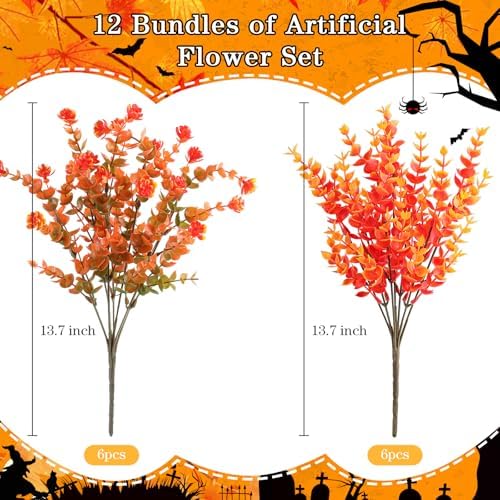 AGIRL Artificial Fall Flowers Outdoor,UV Resistant Fake Mums Porch Decor - Image 2