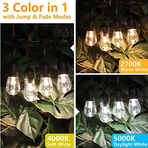 Mlambert 96FT(2x48FT) 3 Colors LED Outdoor String Lights with Remote, Black - Image 3
