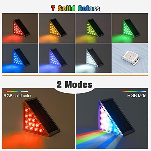 NIORSUN Solar Step Lights,6 Pack RGB Solid Color Changing Solar Stair Lights Outdoor Waterproof IP67 Auto On Off,Solar Lights for Steps,Stair,Patio,Yard,Porch,Front Door,Deck Decor - Image 6