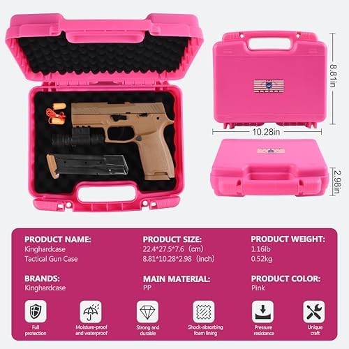Kinghardcase 9mm Gun Case Lockable, TSA Approved Firearm Travel Case with TSA Lock, Pistol Case Hard Shell, Gun Safe for Handgun, Pistol, Revolver - Shockproof Gun Storage - Image 3